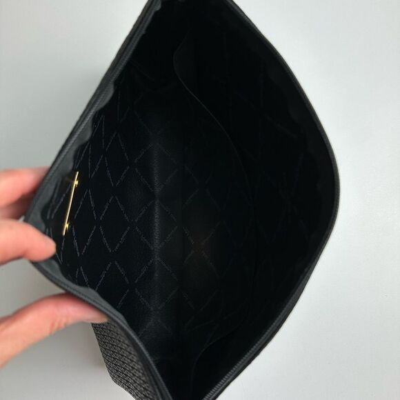 Ted Lapidus Paris Large Travel Cosmetic Bag Clutch Black Zip Top Closure - Picture 8 of 11